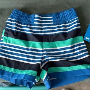 Columbia Blue and Green Striped Kids Shorts